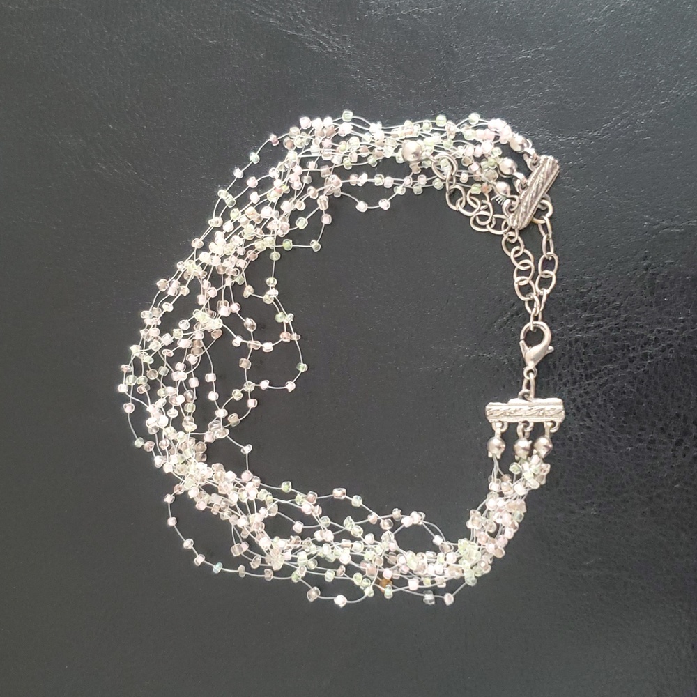 Beaded Choker Necklace Pink, Green